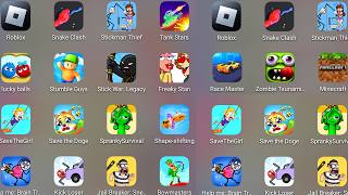 Roblox,Sprunki survival,Lucky Balls,Jail Breaker: Sneak Out,Zombie Tsunami,Stumble Guys,Tap Fighter