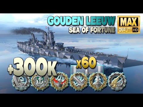 Cruiser Gouden Leeuw: +300k on map Sea of Fortune - World of Warships
