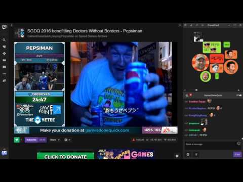 CrowdCast reactions to PepsiMan at SGDQ 2016