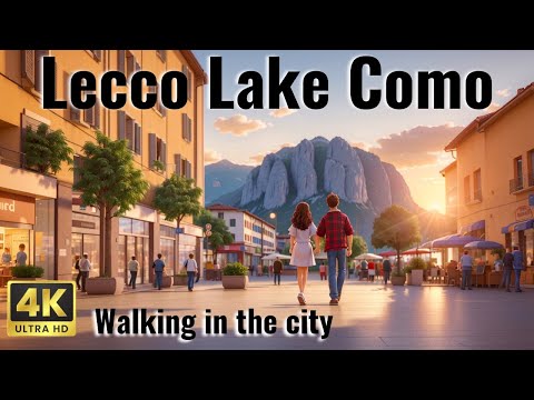 🇮🇹 Autumn Sunset Walk in Lecco, Lake Como - Lakefront to Historic Center | Italy Walking Tour