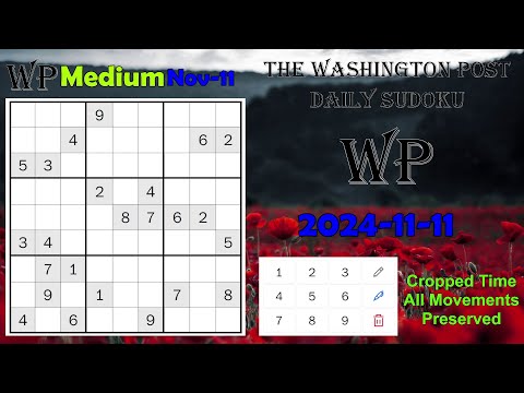 The Washington Post Daily Sudoku 2024-11-11 1961 Medium #RemembranceDay