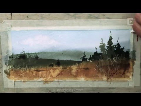 Сергей Курбатов. Осенний пейзаж. Акварель / Sergey Kurbatov Draws. Autumn landscape. Watercolor