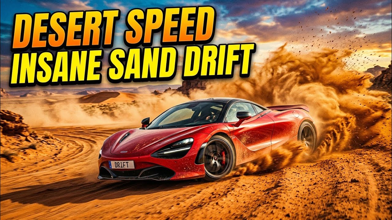 Red Sports Car Racing Through the Desert | Epic Speed & Sand Drift