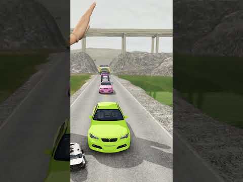 Big & Small Colorful Cars vs Giant Hand Slap #210 | BeamNG.drive