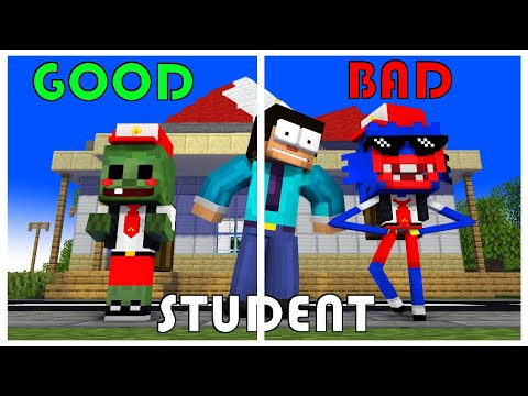 Minecraft Mobs : HUGGY AND ZOMBIE FIRST DAY -  Minecraft Animation