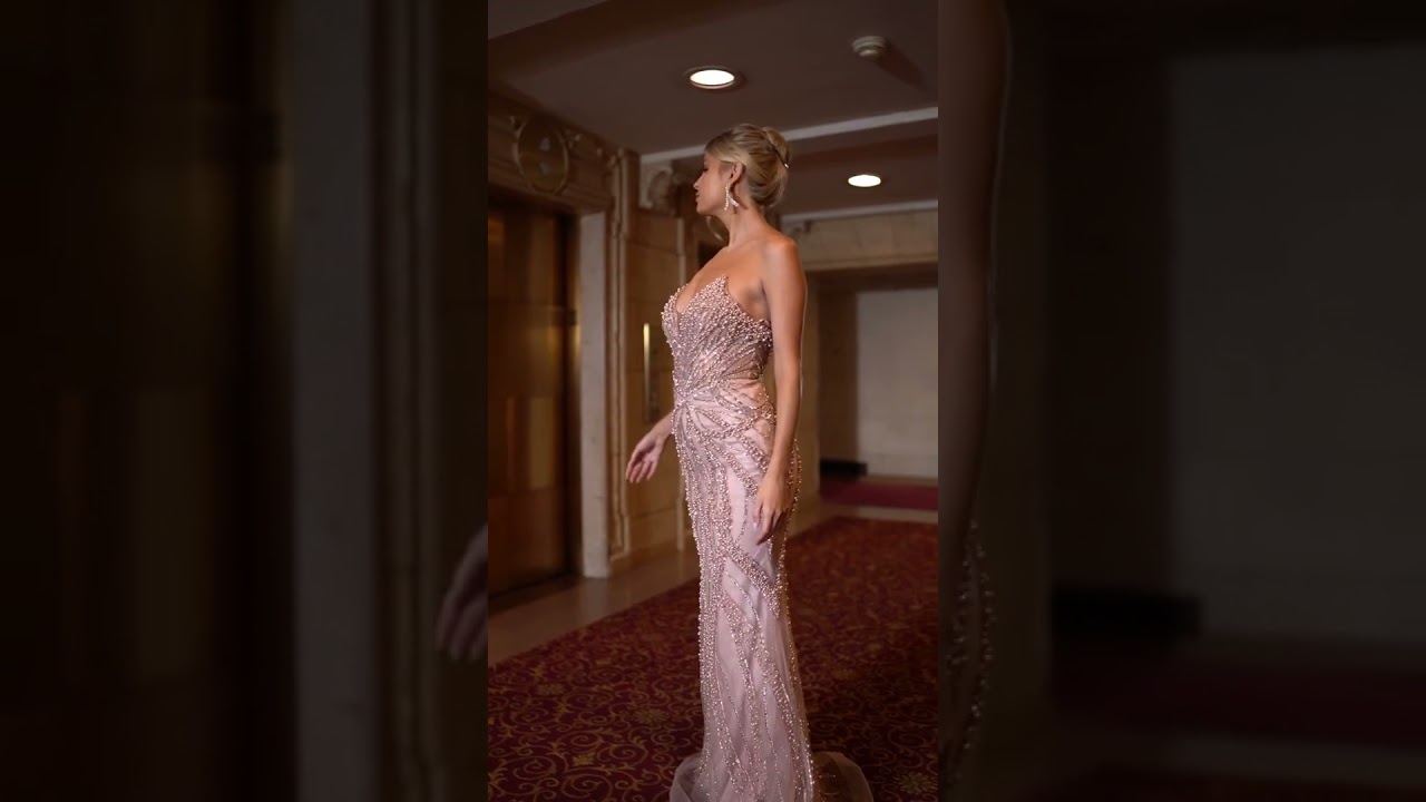 Ladivine CC0688   Strapless Beaded Long Gown