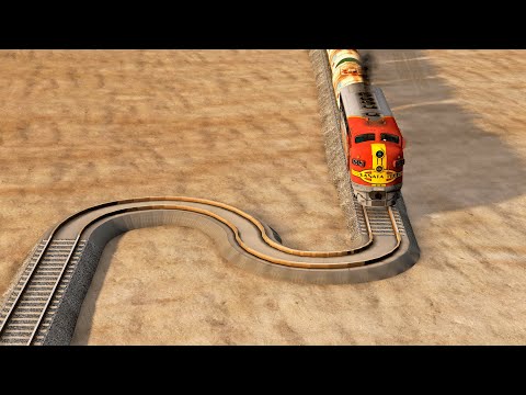 Trains vs Sharp Turn – BeamNG.Drive