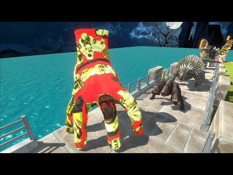 HAND WEDNESDAY VS GHIDORAH LAVA DEATH CLIMB- Animal Revolt Battle Simulator
