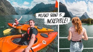 We Found The MOST BEAUTIFUL Place in NEW ZEALAND! - Milford Sound Boat Cruise & Kayak Adventure 😍