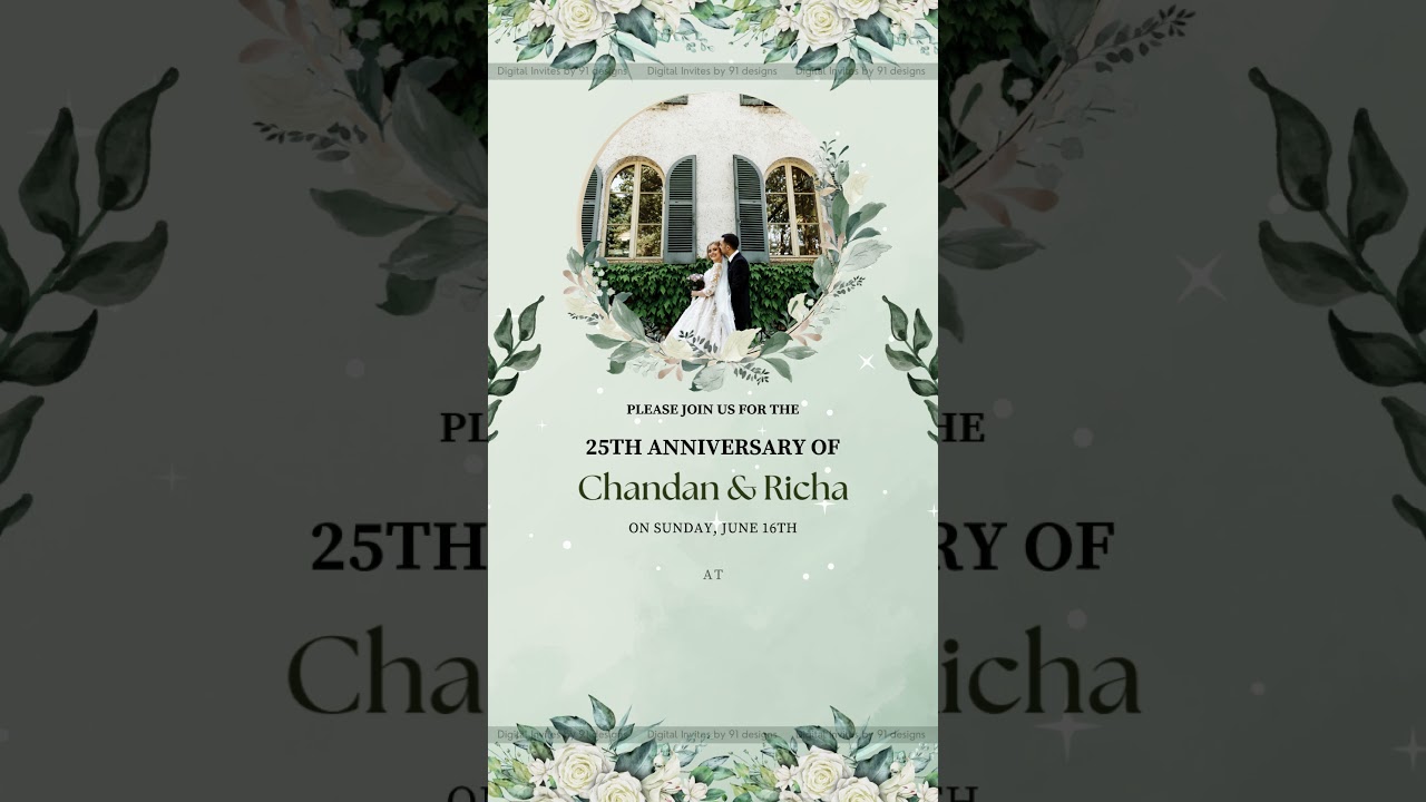 Floral Watercolour Anniversary Party Invite