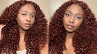 Fall "WEAR & GO" Reddish Brown Curly Wig | Perfect for BEGINNERS & Pre-customized | Ft. Klaiyi Hair
