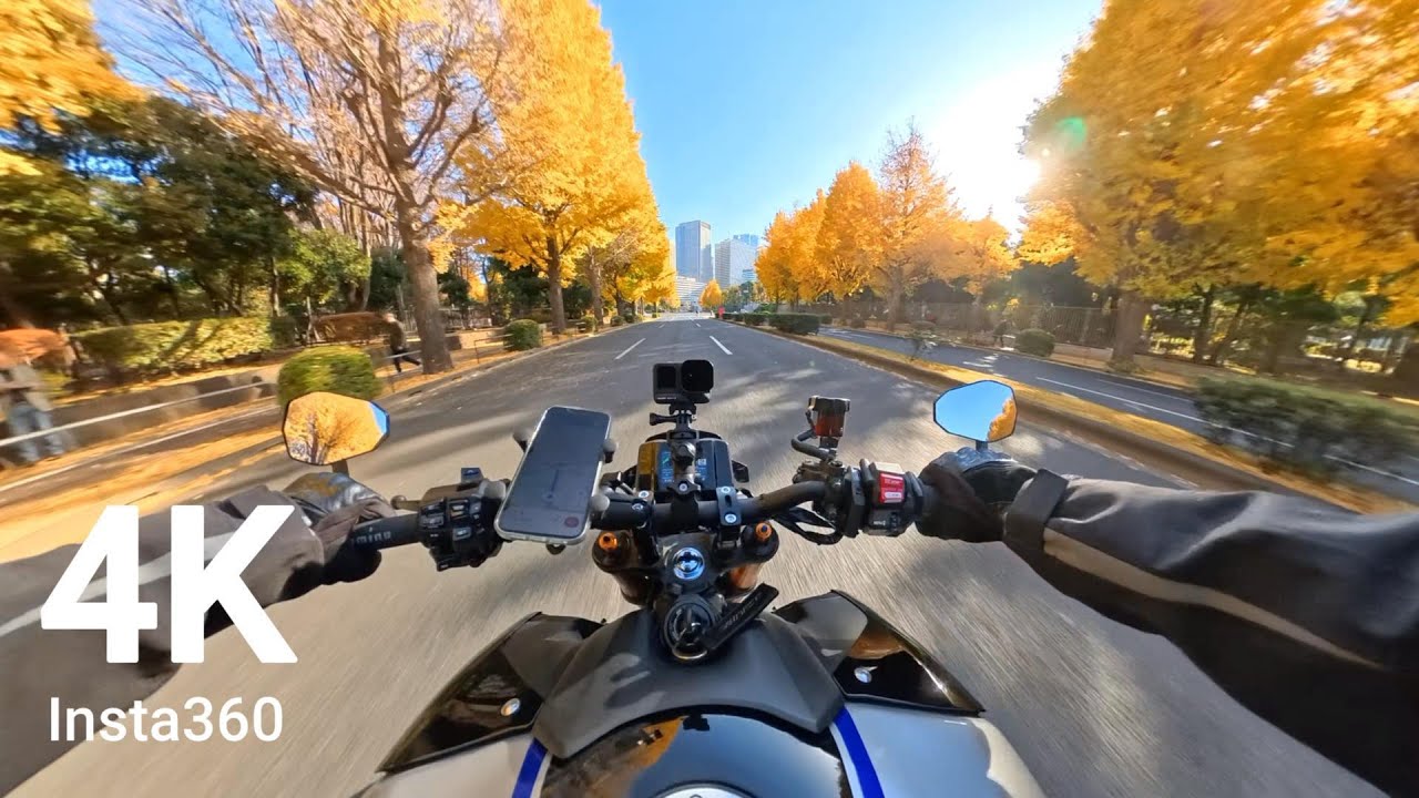 【4K】Ride through Autumn leaves | Insta360 X5, Ace Pro2 | Yamaha MT09