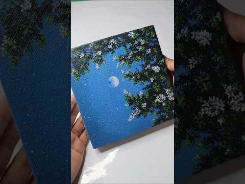 Easy mini canvas painting 😍🤗🎨 #acrylicscenery #easytutorial #artshorts