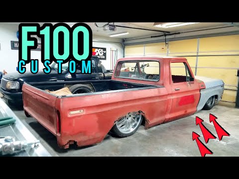Crown Vic Swap and 4 Link Rear Suspension Air Ride Test - Bagged Minitruck on 22's - 78 F100