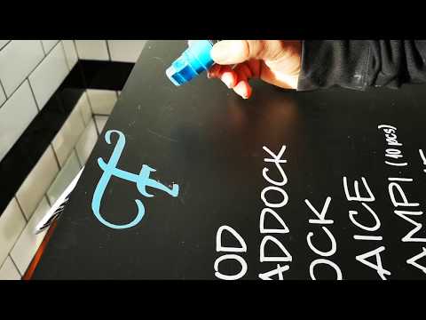 Chalkboard Menu Writing, Hand lettering menu writing on blackboard.