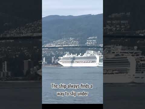 Thumbnail for Start your Alaska cruise this way with tip #8: on top deck as the ship slips under Lions Gate Bridge