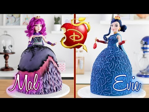 DESCENDANTS 2 🍎 Evie & Mal Doll Cakes 💙 Tan Dulce