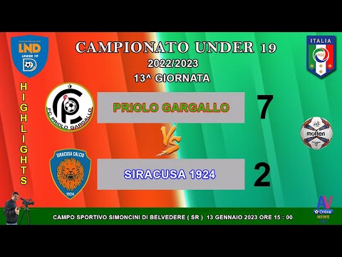 VIDEO HIGHLIGHTS - PRIOLO GARGALLO - SIRACUSA UNDER 19 2022/2023