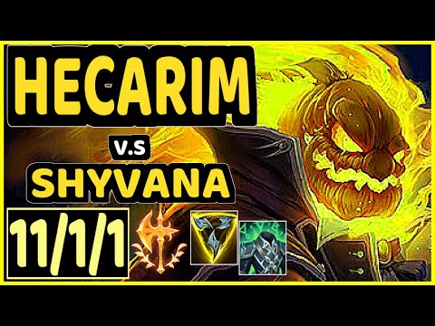 TARZAN (HECARIM) vs SHYVANA - 11/1/1 KDA JUNGLE CHALLENGER GAMEPLAY - KR