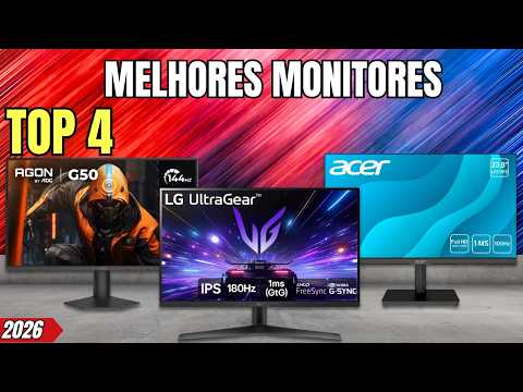 4 MELHORES MONITORES Para COMPRAR em 2026 | MONITORES CUSTO BENEFÍCIO
