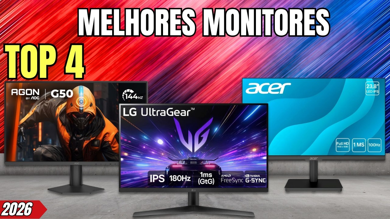 4 MELHORES MONITORES Para COMPRAR em 2026 | MONITORES CUSTO BENEFÍCIO