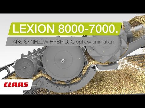 CLAAS LEXION 8000-7000. APS SYNFLOW HYBRID. Cropflow animation.