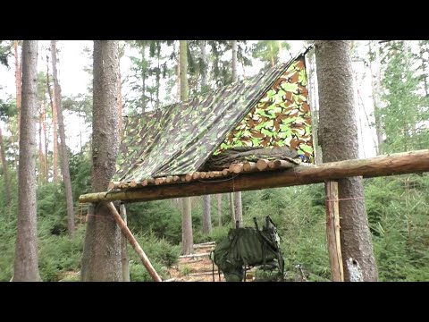 Overnight stay in Bushcraft bunk bed, deer seen in the Odenwald