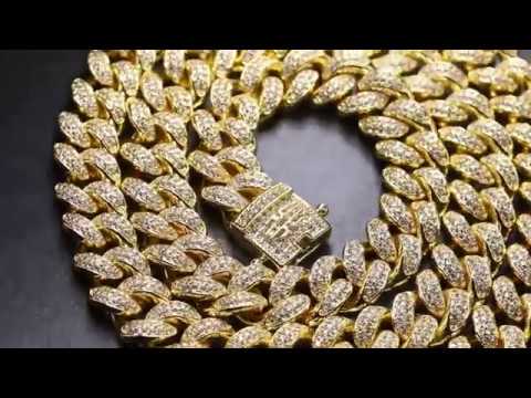 KRKC&CO-14k Gold CZ Iced Out Cuban Link Chain