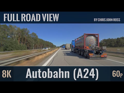 Autobahn (A24), Germany: Hagenow - Wöbbelin - 8K (4320p/60p) Ultra HD
