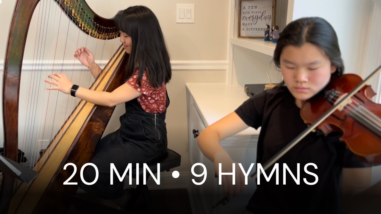 9 Hymns | Harp & Violin Duet | the Bible Stands | Thank You Lord | How Can I Fear | Whisper a Prayer