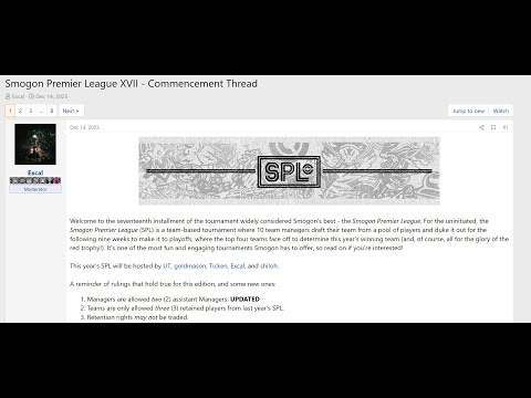 Smogon Premier League XVII Draft Watch Party