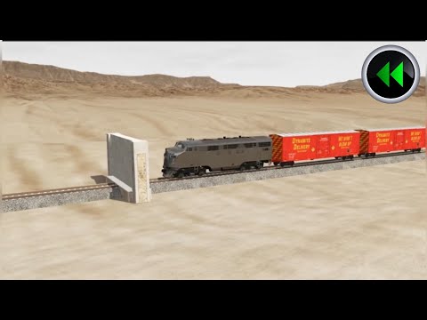 Reverse Trains vs Wall - BeamNG Drive