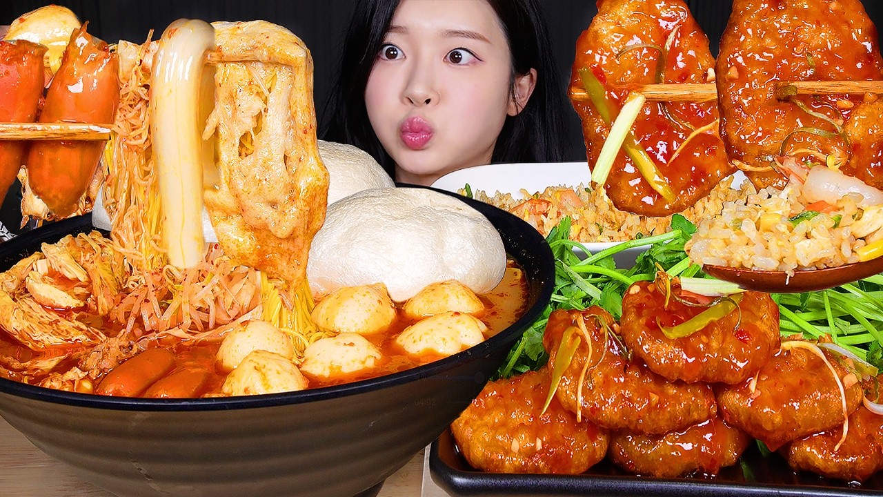 ASMR MUKBANG | 핵매운 마라탕과 폭신몰캉 타마후 토핑 🔥 쫀득바삭 칠리꿔바로우 새우볶음밥까지 꿀조합 먹