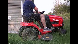 Craftsman T110 takes on overgrown lawn (Part 1) - satisfying video