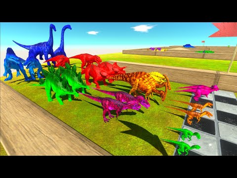 COLORED CARNIVORE & HERBIVORE DINOSAURS CHAMPIONSHIP - Animal Revolt Battle Simulator