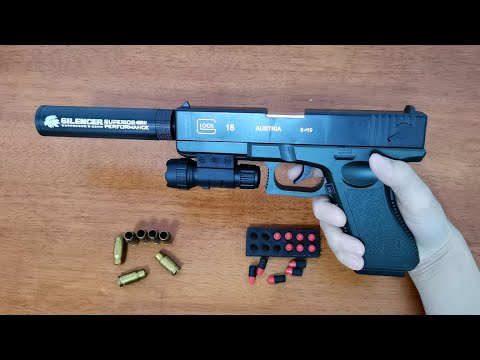 Glock 18 Shell Ejection Soft Bullet Pistol Unboxing and Review 2022 - Realistic Toy Gun