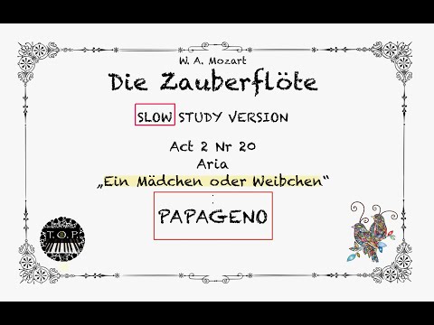 Zauberflöte Act2 Nr20 | Aria PAPAGENO “Ein Mädchen oder Weibchen” | SLOW version | Opera Study Piano