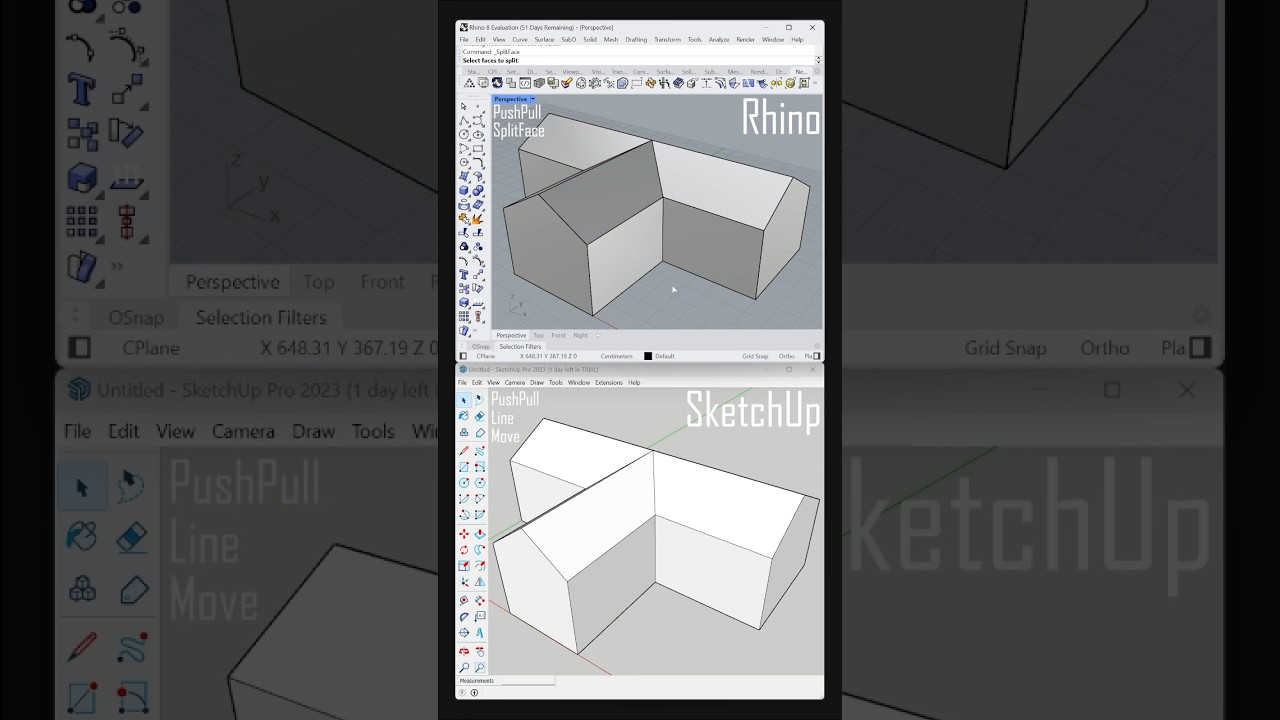SketchUp vs Rhino - Tutorials for Beginners #architecture #rhino3d #sketchup