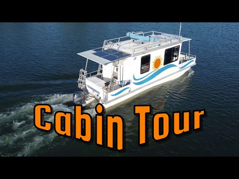 A quick cabin tour of our Lil Hobo catamaran cruiser houseboat, "Slo-Mo"