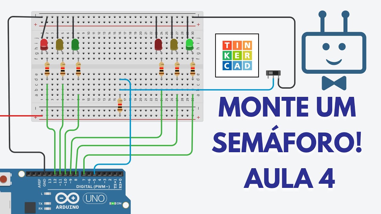 MONTE UM SEMÁFORO COM ARDUINO! TinkerCAD - Aula 4