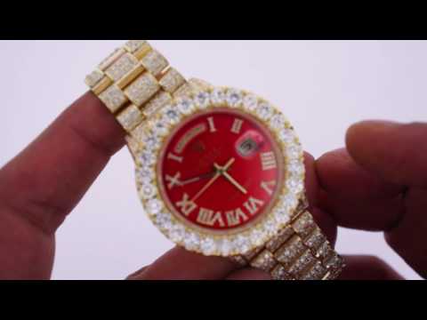 red face iced out rolex