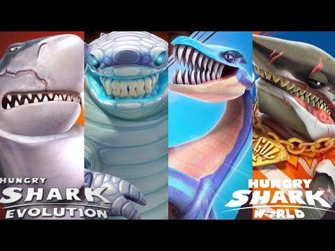 SHARKJIRA, NESSIE , MEGALODON (EVOLUTION vs WORLD) Shorts Compilation - Hungry Shark World 10th
