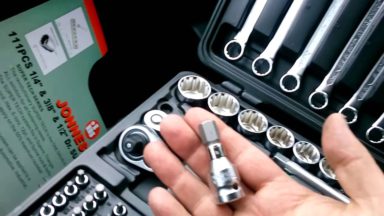 Набор инструмента универсальный JonnesWay 1/4", 1/2"DR Super Tech, 111 предметов