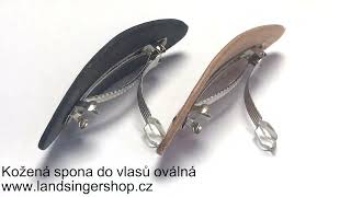 Kožená spona do vlasů oválná