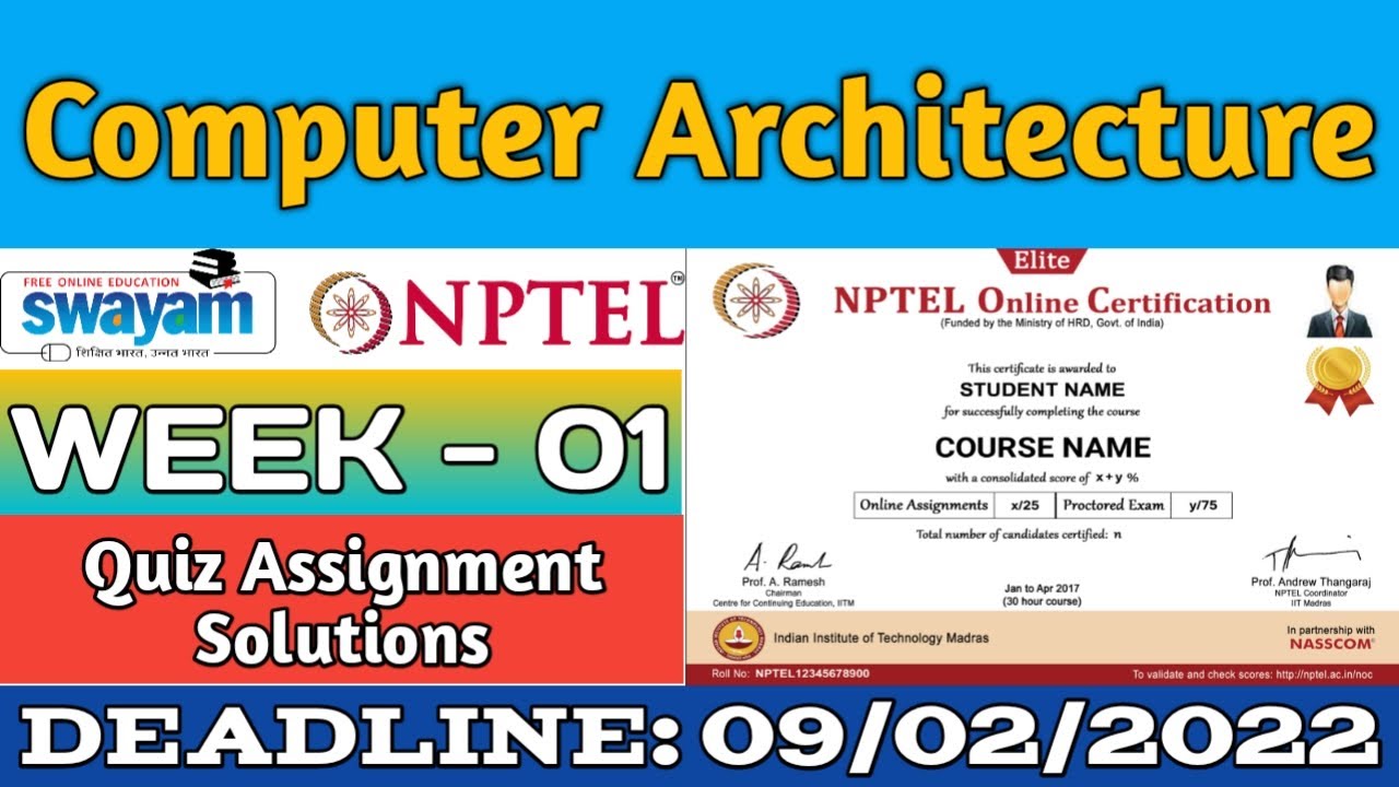 Computer Architecture NPTEL | Week 1 | Assignment 1 Solution | Jan 2021