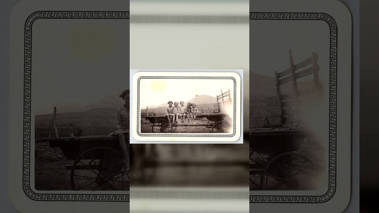 Children on Wagon, Black and White Photograph, 3.1 × 4.89 inches, 1940s Video