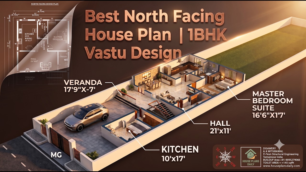 Best North Facing House Plan | 1BHK Vastu Design
