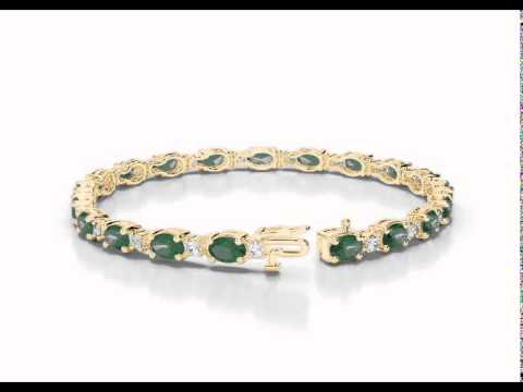 Yellow Gold Diamond & Emerald Bracelet   YGold D Emerald Bracelet 1027