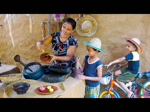 Traditional village breakfast!! Young Coconut Meat mixed Rice with Chili paste|| mali cooking