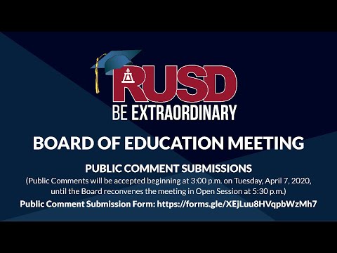 LIVE STREAM: RUSD Board Meeting 04-07-2020